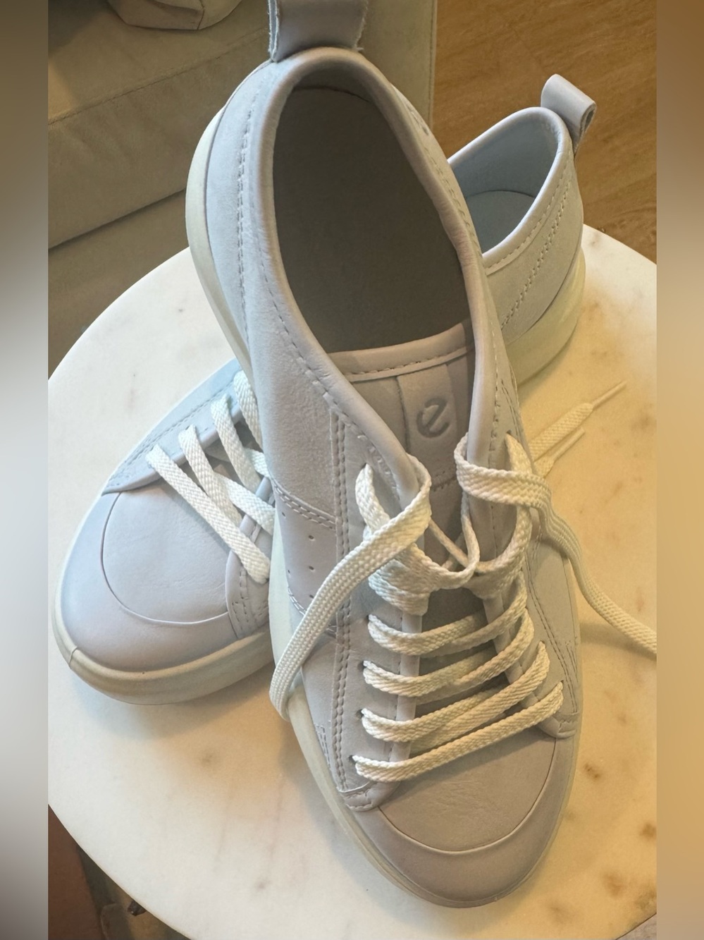 Ecco NWOT Street Ace Blue Leather Low-Top Sneakers - Picture 4 of 10